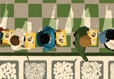 Students inline Lunch Lines Illustration