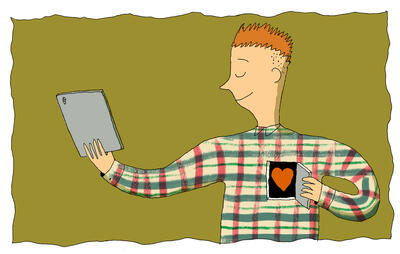 person opening up his heart to engage in online community